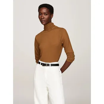 Dámský svetr Tommy Hilfiger dámský hnědý rolák 20021896-8720637662250