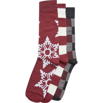Dámské ponožky Unisex vánoční ponožky Urban Classics Christmas Snowflakes Socks 3-Pack velikost 39-42 burgundy