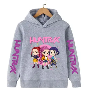 Chlapecký svetr KPop Demon Hunters (Lovkyně démonů) KPop Demon Hunters dětská mikina s potiskem (Huntrix) Barva: šedá (64113), Velikost: 110