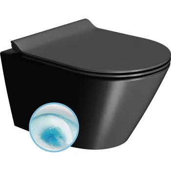 Klozet GSI KUBE X závěsná WC mísa, GeniusFlush, 36x50cm, černá dual-mat, 941226