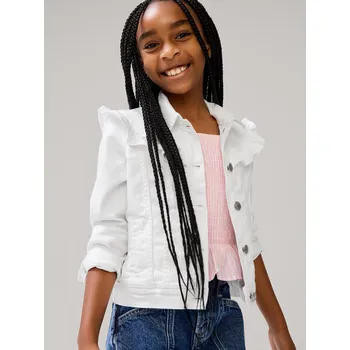 Dívčí tričko GAP Dívčí Dětská džínová bunda s volány GAP Bílá 128/134 (2285398)