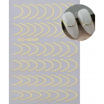 samolepka Samolepky na nehty Pásky na francouzské 3D ozdoby Zlaté S73