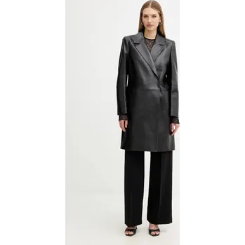 Dámský kabát Kožený kabát BOSS Sonnet černá barva, 50556276 99X, vel. 34