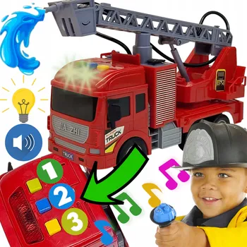 autodráha AUTO HASIČSKÝ VŮZ HASIČI NA BATERIE + SVĚTLO + ZVUK + VODNÍ DĚLO