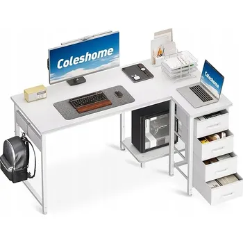 Psací stůl Rohový psací stůl 4 zásuvky 120 x 70 x 75,5 cm oboustranný bílý