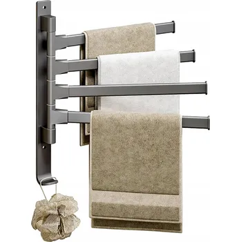 Věšák WIESZAK NA RĘCZNIKI ZE STALI NIERDZEWNEJ K MONTÁŽI NA ZEĎ, 4 HÁČKY