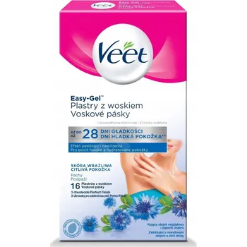 Přípravek na depilaci a epilaci Veet Voskové depilační pásky na podpaží pro citlivou pokožku Easy-Gel 16 kusů