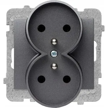 Elektrická zásuvka Polmark SIGMA dvojitá zásuvka grafit s uzemněním GP-2DZ/M