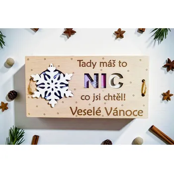 Dekorace z Řečice Vánoční dřevěná karta/přání na peníze NIC chtěl.