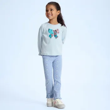 Dívčí kalhoty Reserved - Rozšířené legíny s mašličkami - světle modrá - 507GX-50X - 507GX-50X-80