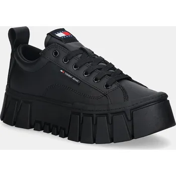 Pánské tenisky Kožené tenisky Tommy Jeans TJW VULC FLATFORM LEATHER EN0EN03008 černá 99X, EUR 39