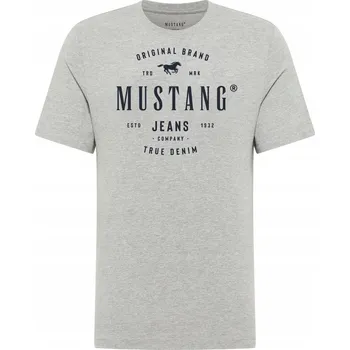 Pánské tričko Mustang Style Alex Šedý Melír Bavlněné Klasický Střih XXL