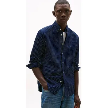 Tommy Hilfiger pánská tmavě modrá košile Poplin 20013107-8720638637301