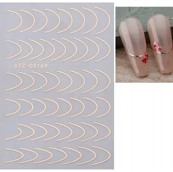 Samolepky na nehty Pásky pro francouzskou manikúru 3D ozdoby měděné barvy S74