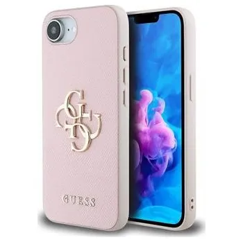 Pouzdro na mobilní telefon Kryt GUESS 4G Triangle Metal pro Apple iPhone 16e - umělá kůže - růžový