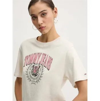 Dámské tričko Tommy Jeans dámské béžové tričko 20007432-8720638523109