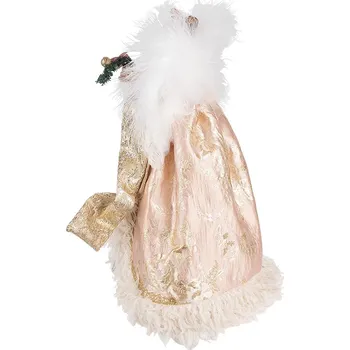 Vánoční dekorace Anděl ve zdobných růžových šatech na špičku stromku Angel Chris - 21*12*35 cm