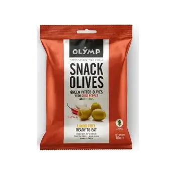 konzervovaná ryba Zelené olivy bez pecky s chilli papričkou a bylinkami 70 g