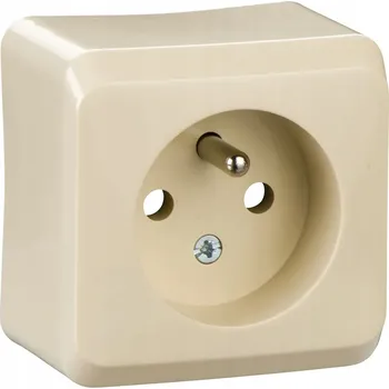 Elektrická zásuvka Nástěnná zásuvka jednoduchá s uzemněním béžová N/T
