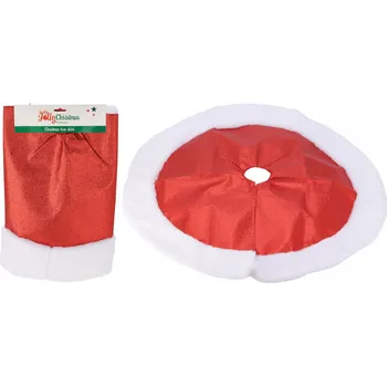 Vánoční dekorace Ochrana pod vánoční stromek 90 cm červená s bílým kožíškem elegantní dekorace