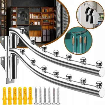 Věšák 2 KS SKLÁDACÍ NÁSTĚNNÝ VĚŠÁK, DRŽÁK NA SUŠENÍ PRÁDLA, VĚŠÁK NA OBLEČENÍ