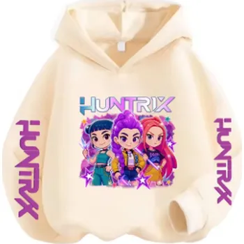 Chlapecký svetr KPop Demon Hunters (Lovkyně démonů) KPop Demon Hunters dětská mikina s potiskem (Huntrix) Barva: khaki (64083), Velikost: 130