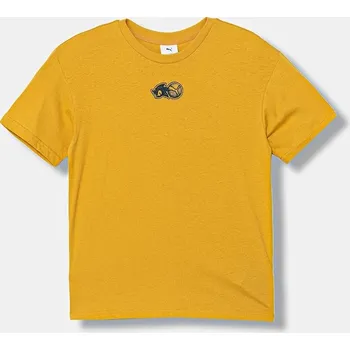 Dívčí tričko Bavlněné tričko Puma PUMA X SONIC Relaxed Graphic Tee žlutá barva, s potiskem, 632381 20A, vel. 152