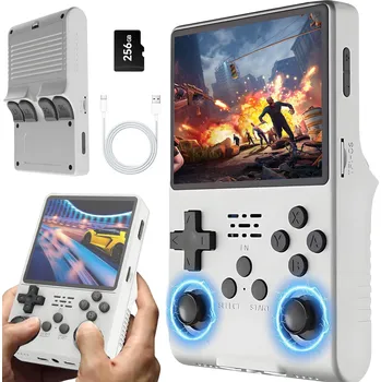 Herní konzole HERNÍ OVLADAČ PŘENOSNÁ RETRO KONZOLE R40S 256GB 15000 HER LINUX 3,5" IPS BÍLÁ