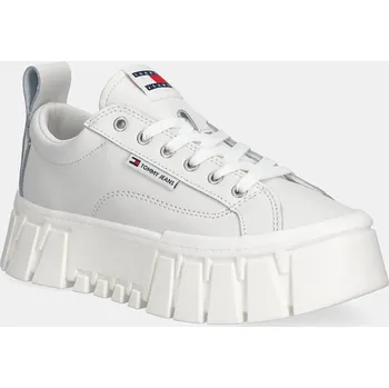Pánská obuv Kožené tenisky Tommy Jeans TJW VULC FLATFORM LEATHER EN0EN03008 bílá 00X, EUR 42