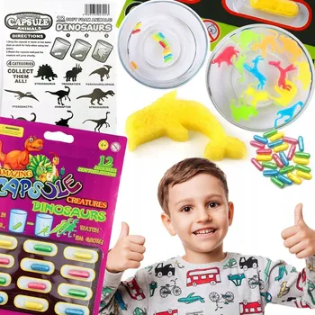 Hračka pro nejmenší 12x MAGICKÉ ROSTOUCÍ KAPSLE DO VODY S DINOSAURY ZVÍŘÁTKA DO KOUPELE HRY