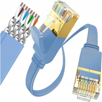 Síťový kabel KABEL SÍŤOVÝ LAN ETHERNET RJ45 CAT7 POZLACENÝ FTP 1M PATCHCORD