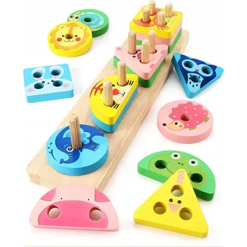 Dřevěná hračka SKLÁDAČKA TŘÍDIČ SENZORICKÁ HRAČKA VZDĚLÁVACÍ DŘEVĚNÁ MONTESSORI