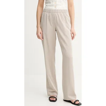 Dámské kalhoty Kalhoty Samsoe Samsoe dámské, béžová barva, jednoduché, high waist F16304674 80X, vel. XL