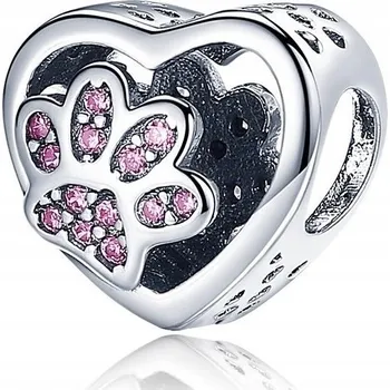 Přívěsek Přívěsek Charms Srdce s Tlapkou Stříbro 925