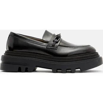 Dámské mokasíny Kožené mokasíny AllSaints Alexia Chain Loafer dámské, černá barva, na platformě, W060FB 99X, EUR 39