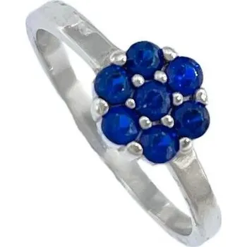 Prsten Stříbrný dětský prsten tmavě modrá kytička velikost prstenu 50