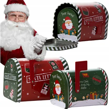 Dóza na potraviny VÁNOČNÍ PLECHOVKA NA CUKROVÍ ČAJ DÓZA SADA 2 KS 13/15.5 CM