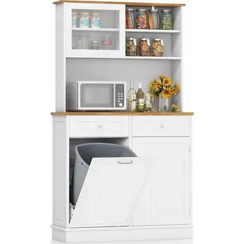 Kuchyňská skříňka KUCHYŇSKÁ SKŘÍŇKA BUFET KUCHYŇSKÝ PŘÍBORNÍK VITRÍNA S KOŠEM NA ODPADKY 38L