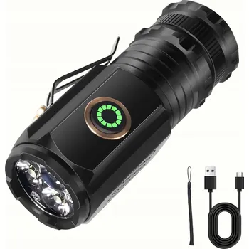 Svítilna LED SVÍTILNA VÝKONNÁ VODĚODOLNÁ 5 REŽIMŮ TURISTICKÁ TAKTICKÁ NABÍJECÍ USB