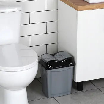 Odpadkový koš ODPADKOVÝ KOŠ DO KUCHYNĚ KOUPELNY PLASTOVÝ ŠEDÝ PROSTORNÝ 9L