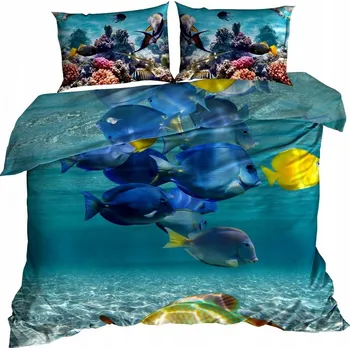 Povlečení Bavlna Povlečení z bavlněného saténu 220x200 cm SEA DEPTHS