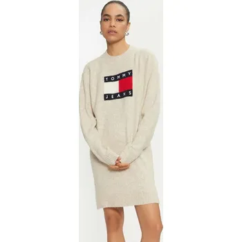 Dámské šaty Tommy Jeans dámské béžové úpletové šaty 20007257-2127231
