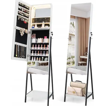 Toaletní stolek TOALETKA NA BIŻUTERIE AKCESORIA DO MAKIJAŻU Toaletní stolek na šperky a líčení - bílý, černý, 41,5 x 157 x 37 cm