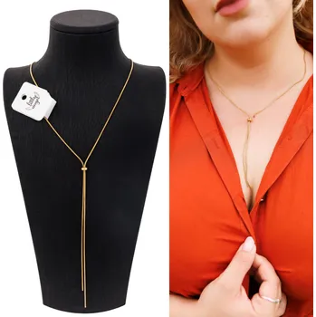 Náhrdelník Náhrdelník typu lariat, zlatý, minimalistická elegance, ocel ocel