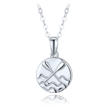 Náhrdelník Moonlit Stříbrný náhrdelník s přívěskem vesla a vlny