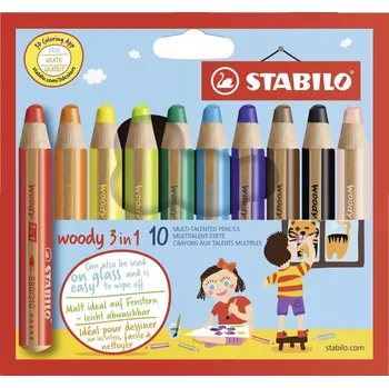 Kresba Pastelky STABILO woody 3v1, 10 barev (1081)