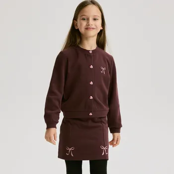 Dívčí mikina Reserved - Úpletový komplet - tmavě hnědá - 301FA-89X - 301FA-89X-158