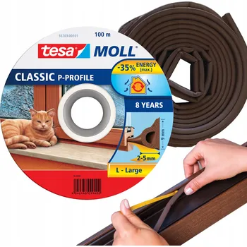 Těsnění do okna a dveří Gumové těsnění TESA profil P hnědé (100 metrů)