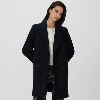 Reserved - Kabát ze směsi vlny - tmavomodrá - TS854-59X - TS854-59X-M