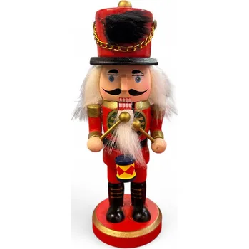 Vánoce Vánoční dekorace louskáček - Červený s bubínkem (17 cm)